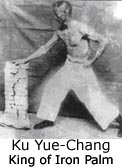Grand Master Ku Yue-Chang demonstrating Iron Palm